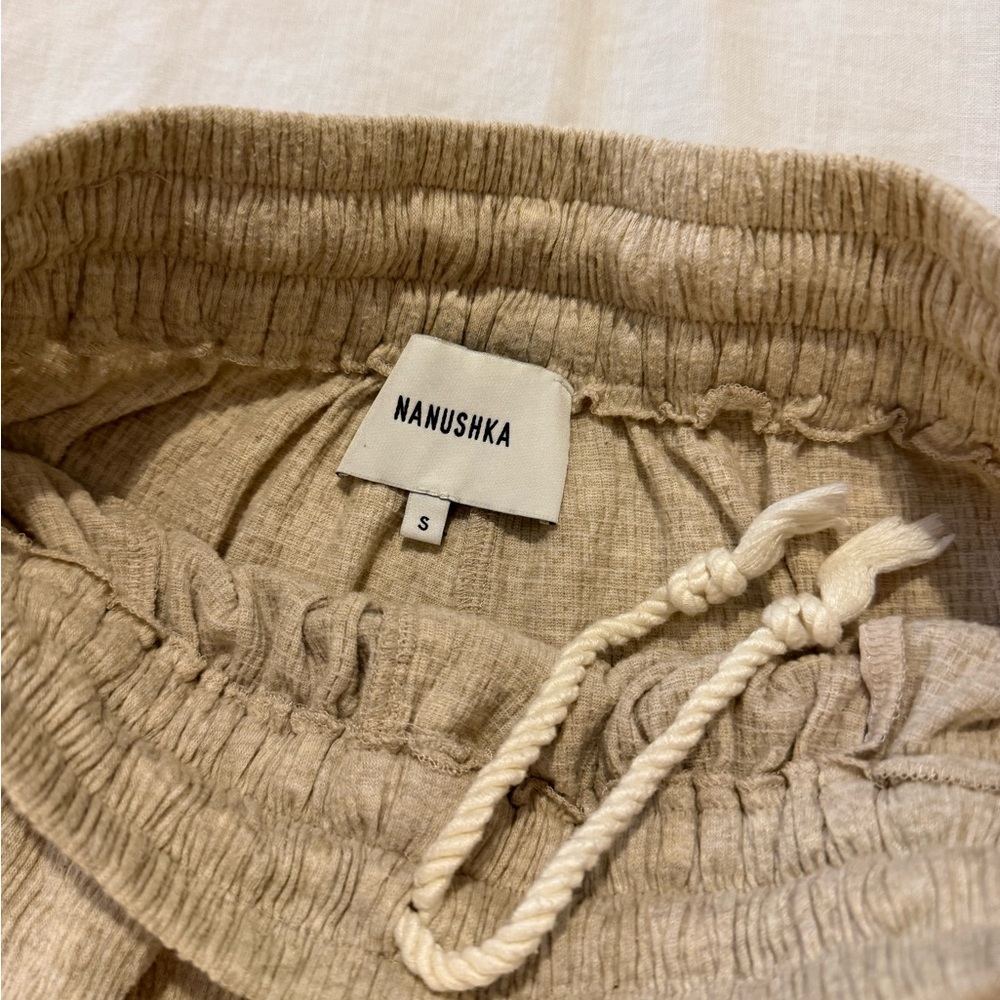 Nanushka Light Tan Elastic Waist Pants